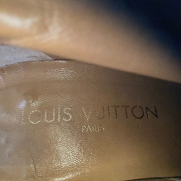 Louis Vuitton black leather zipper knee high boots heels 37.5 silver buckle 7.5 - Picture 12 of 15